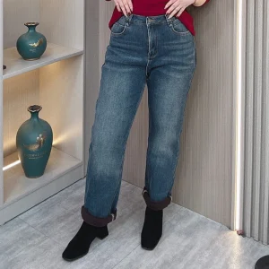 Plus Size Women's Fleece High Waist Harem Winter Jeans