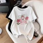 Plus Size Women's Loose Print Short Sleeve T-Shirt