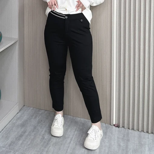 Casual Slim Fit High Waisted Cigarette Pants for Women