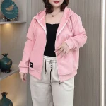 Plus Size Hooded Zip-Up Hoodie Casual Sweatshirt for Women