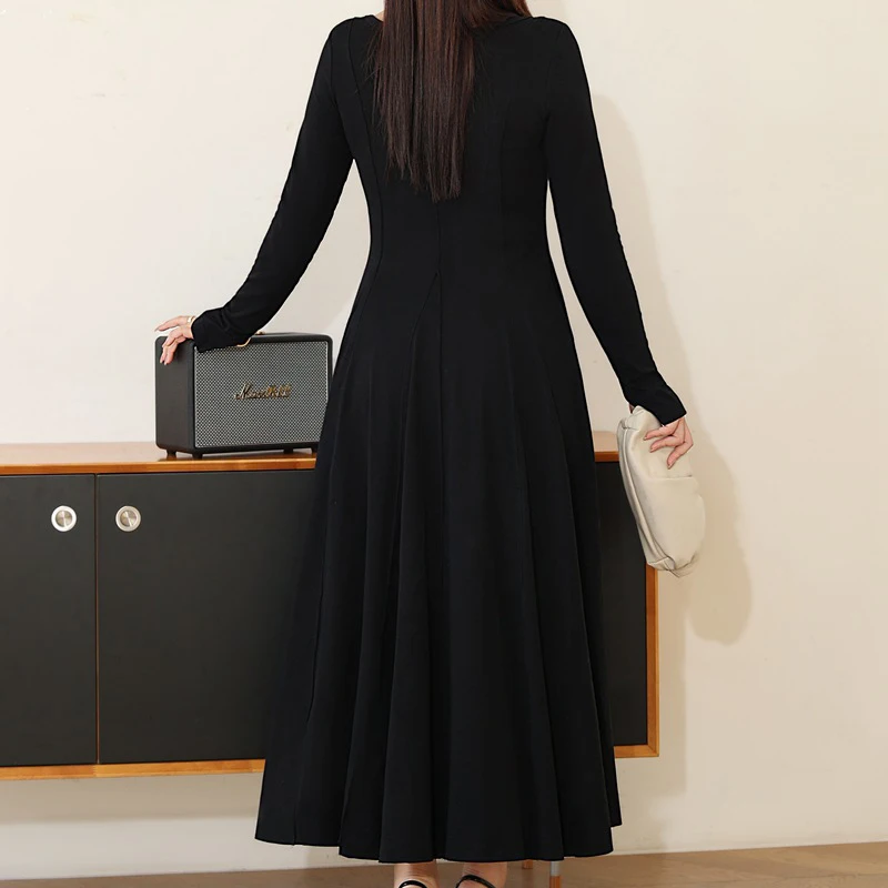 Supermodel Women's Drape Effect Long Dress, Plus Size, Autumn Fashion - Image 5