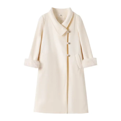 Plus Size Winter Thick Loose Lapel Woolen Trench Coat - Image 6