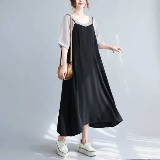 Plus Size Women's Loose Short Sleeve Long Sweet Dress - Image 4