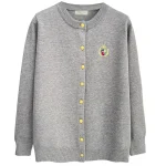 Plus Size Women's Embroidered Long Sleeve Knitted Cardigan
