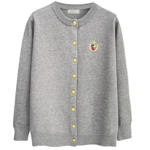 Plus Size Women's Embroidered Long Sleeve Knitted Cardigan