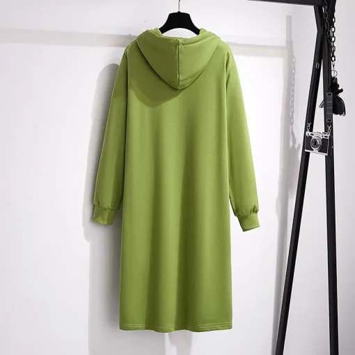 Plus Size Loose Hooded Letter Print Sweater Dress - Image 5