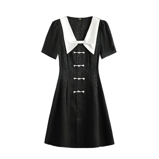 Plus Size Women's Loose Doll Neck Short Sleeve Waist Dress - Image 6