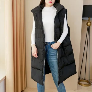 Plus Size Women's Winter Loose Hooded Padded Vest Jacket