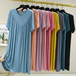 Plus Size Women's Summer Modal Pleated A-Line Nightdress