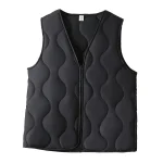 Plus Size Women’s Quilted V-Neck Sleeveless Cotton-Padded Parka Vest