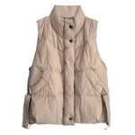 Plus Size Women’s Down Vest, Stand Collar Warm Waistcoat