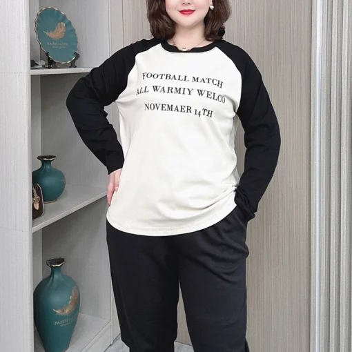 Plus Size Women’s Block Color Raglan Sleeve Casual Tee - Image 4