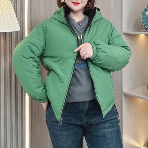 Plus Size Women's Reversible Hooded Padded Parka Coat