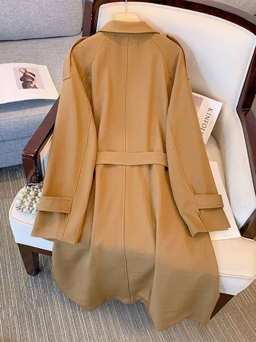 Plus Size Loose Long Double Breasted Trench Coat for Women - Image 4