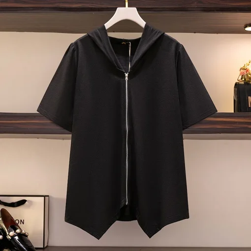 Plus Size Women's Loose Irregular Hooded Western T-Shirt