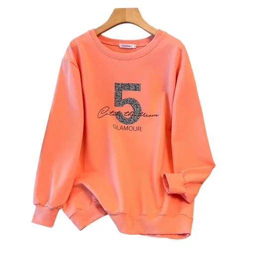 Plus Size Loose Round Neck Printed Long Sleeve Sweatshirt - Image 6