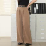 Plus Size Women's High Waist Wide Leg Suit Pants