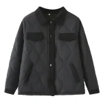 Plus Size Women’s Quilted Cotton-Padded Lapel Parka Coat