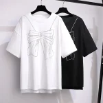 Plus Size Women's Loose Cotton Print Short Sleeve Top