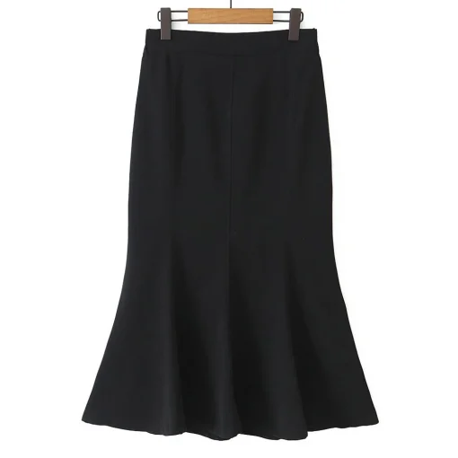 Black High Waist Mermaid Skirt for Women