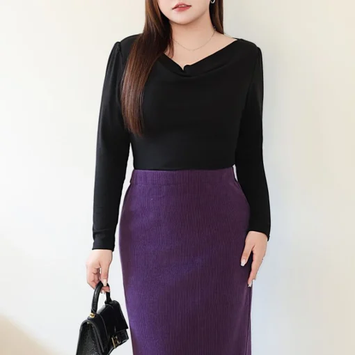 French Swingneck Puff Sleeve Plus Size Crop Top