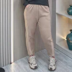 Plus Size Women's Fleece-Lined Windproof Casual Ankle Pants