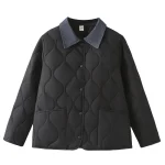 Plus Size Women’s Gourd Shaped Quilted Denim Cotton-Padded Parka