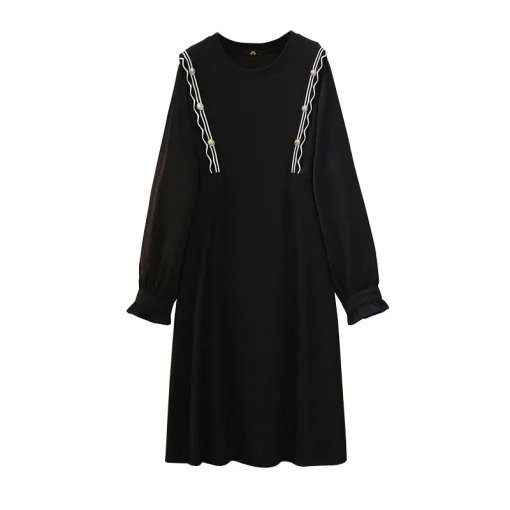 Plus Size Women's Loose Long Sleeve Mid-Length Dress - Image 6