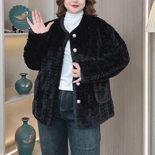 Plus Size Women’s Faux Fur Coat, Warm Winter Outerwear - Image 2