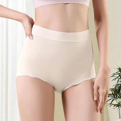 3pcs Plus Size High Waist Seamless Stretch Ice Silk Briefs - Image 2