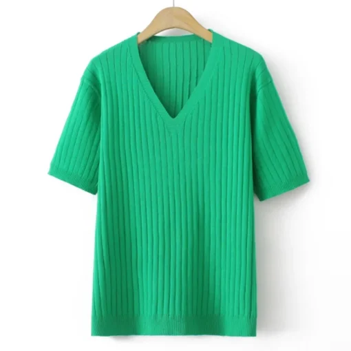 Plus Size Summer Short Sleeve Ice Knit Oversized T-Shirt