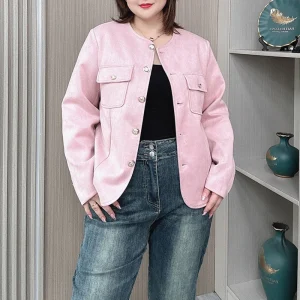 Plus Size Women’s Fall Retro Chic O-neck Casual Jacket