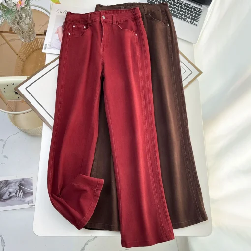 Plus Size High Waist Loose Straight Leg Casual Pants - Image 4