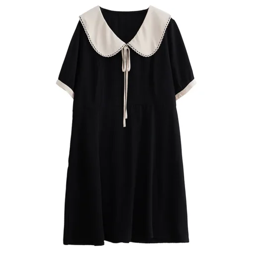 Plus Size Women's Loose Doll Collar Short Sleeve Dress - Image 6