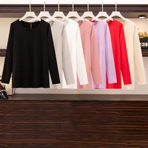 Plus Size Round Neck Loose Long Sleeve T-Shirt Women