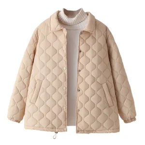 Plus Size Women’s Casual Lapel Padded Parka Coat