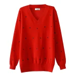 Plus Size V-Neck Loose Fit Casual Knit Sweater for Women