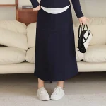 Plus Size Women’s High Waist A-Line Navy Blue Skirt
