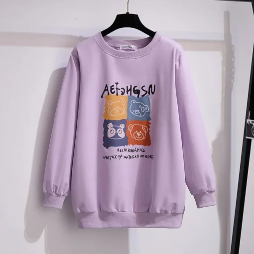 Plus Size Cartoon Print Loose Sweatshirt for Women - Image 4