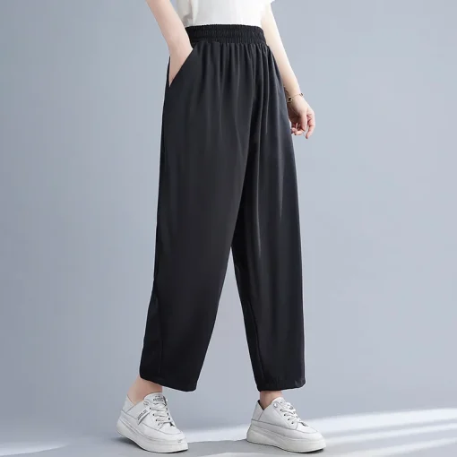 Plus Size Women's Loose High Waist Elastic Waist Pants - Image 4