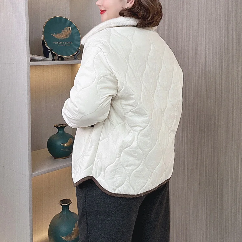 Plus Size Women’s Parka, Warm Fur Collar Cotton-Padded Coat - Image 4