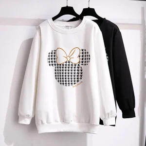 Plus Size Loose Round Neck Cartoon Print Sweatshirt