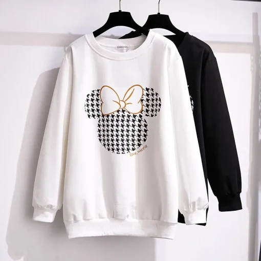 Plus Size Loose Round Neck Cartoon Print Sweatshirt