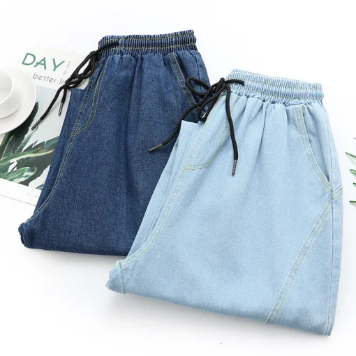 Plus Size High Waist Wide Leg Washed Denim Jeans - Image 3