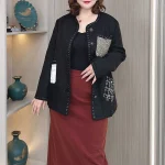 Women’s Color Contrast Fashion Coat, Plus Size Woolen Jacket