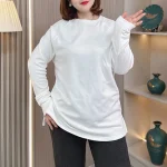 Plus Size Women's Fleece-Lined Long Sleeve Casual Top
