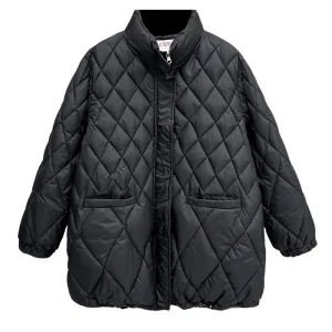 Plus Size Women’s Winter Parka Loose Thickened Argyle Cotton-padded Coat