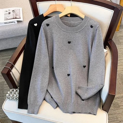 Plus Size Spring Autumn Winter Loose Round Neck Pullover Sweater