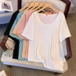 Plus Size Women's Summer Loose Cotton Short Sleeve Top
