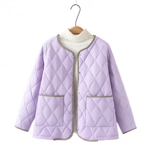 Plus Size Women’s Contrast Color Cotton-Padded Parka, Winter Coat
